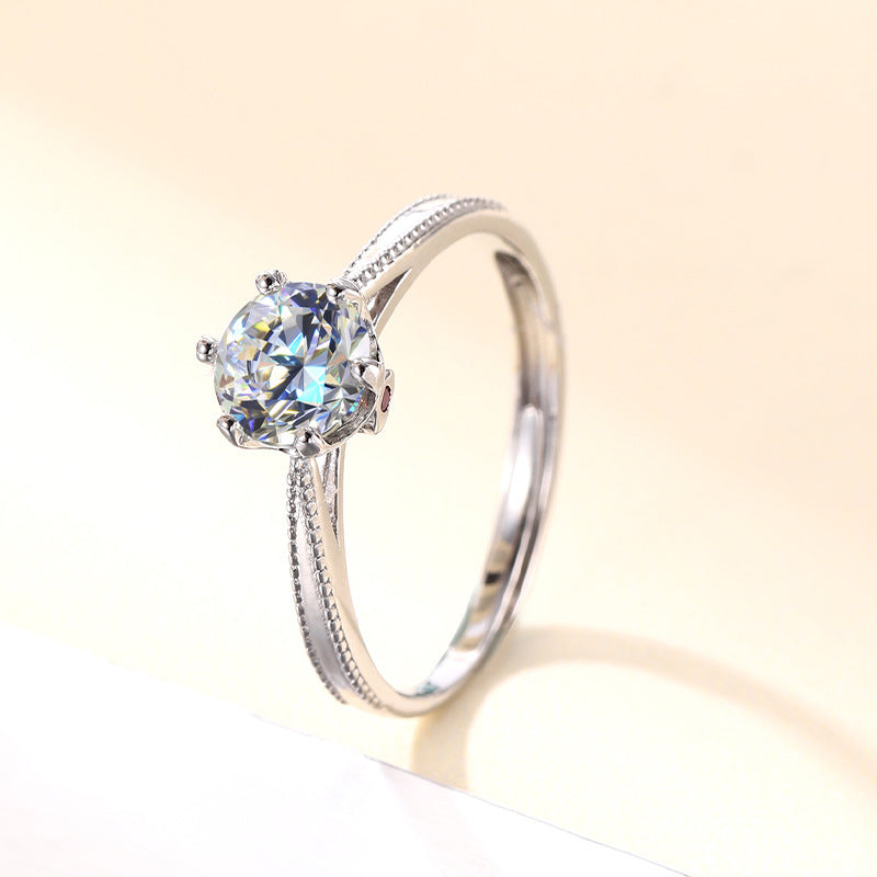 Genuine D-Color S925 Sterling Silver Women's Ring