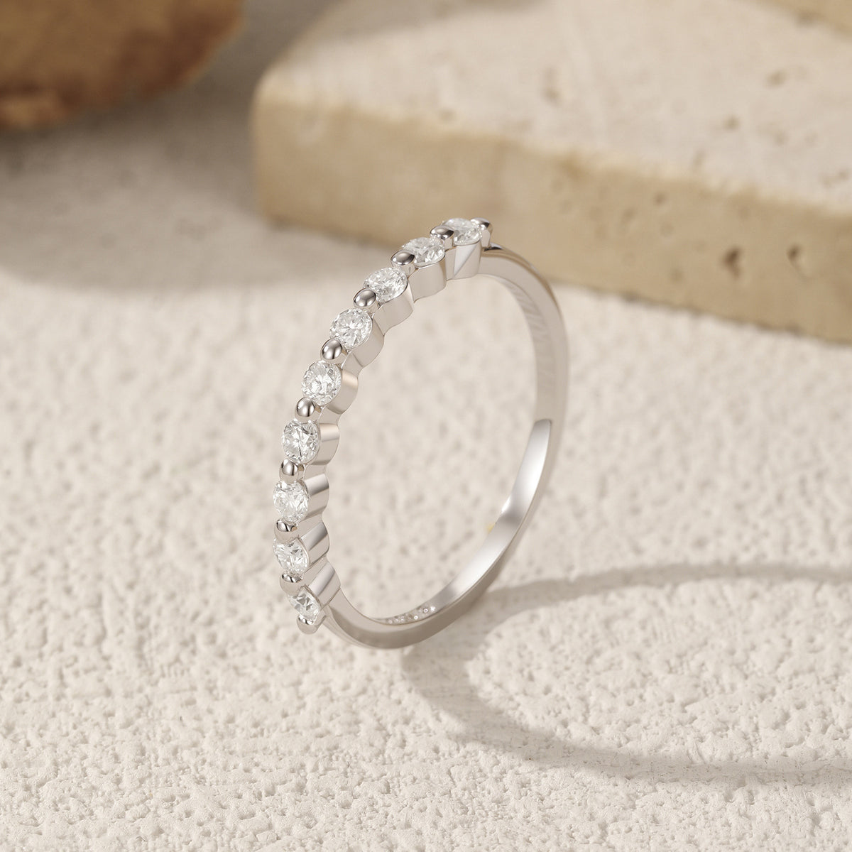 S925 Sterling Silver Moissanite Row Band