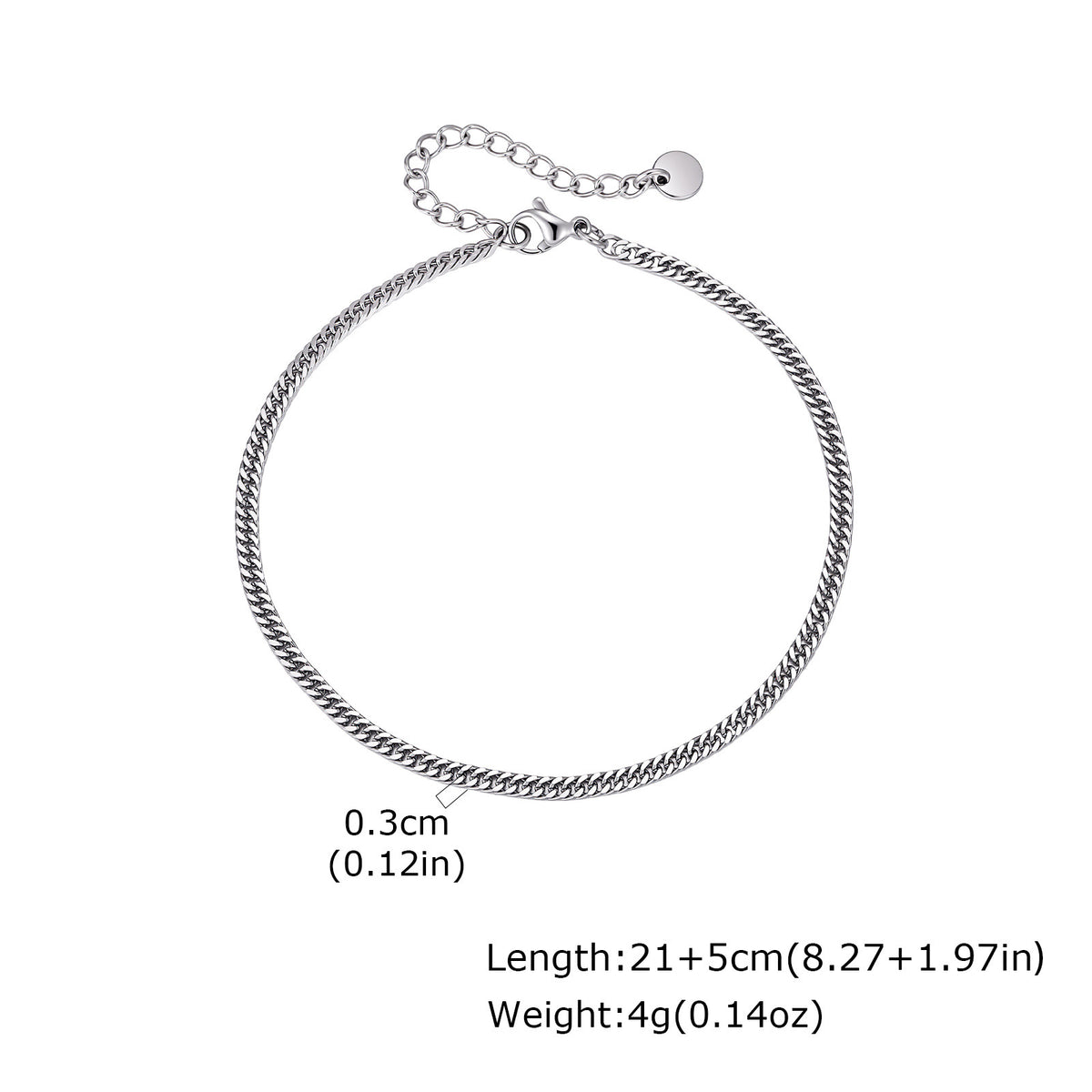 Four-Sided Grinding Anklet E-Commerce Stainless Steel Anklet