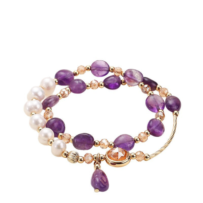 Freshwater Pearl Amethyst Jade Bracelet
