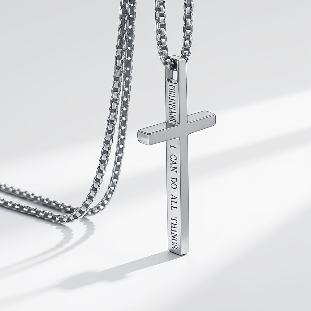 Steel Necklace - Minimalist Unisex Cross Pendant