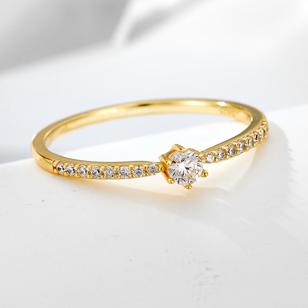 Planderful S925 Sterling Silver Six Claw Zircon Ring For Women Sparkling Everyday Genie Jewelry