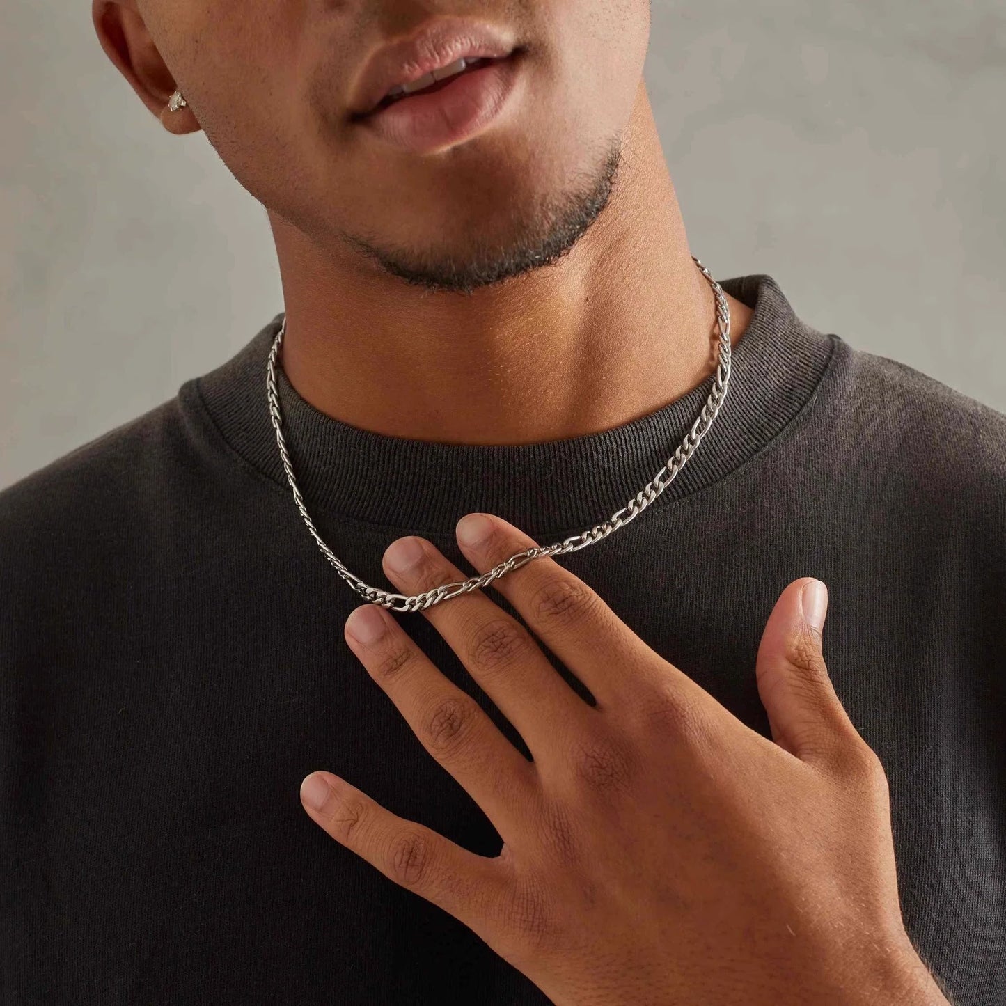 Planderful Jewelry Cuban Necklace For Men Stainless Steel Hip Hop Chain, Modern Collarbone Style