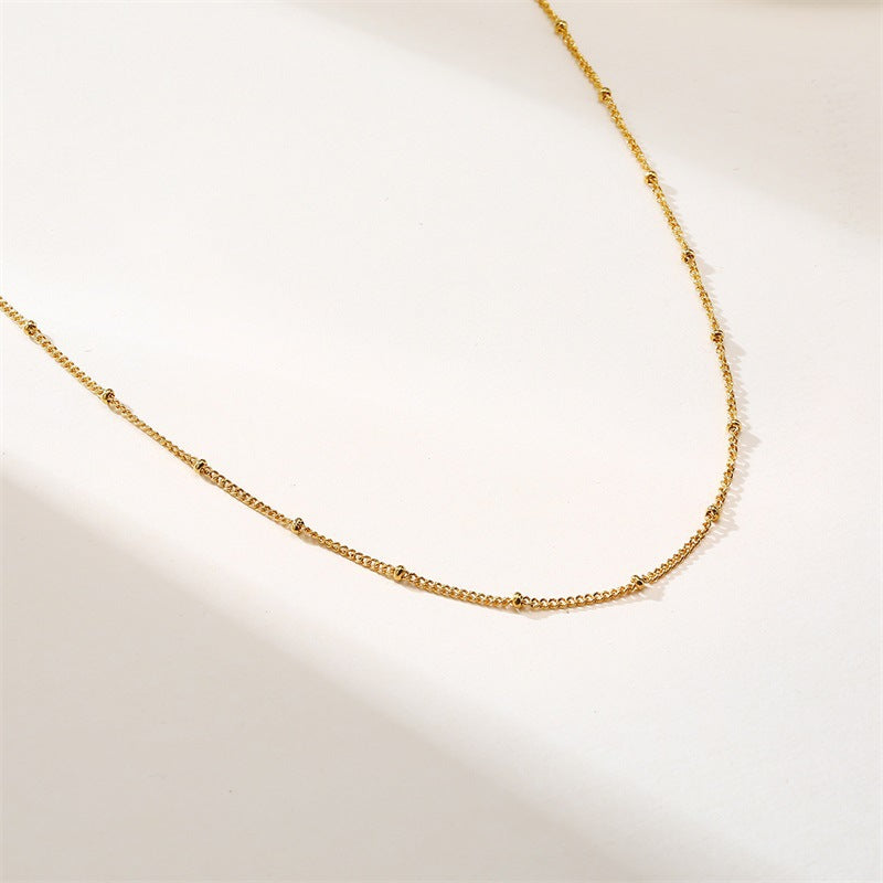 Stainless Steel Bead Chain Necklace Gold Women's 2MM Chain