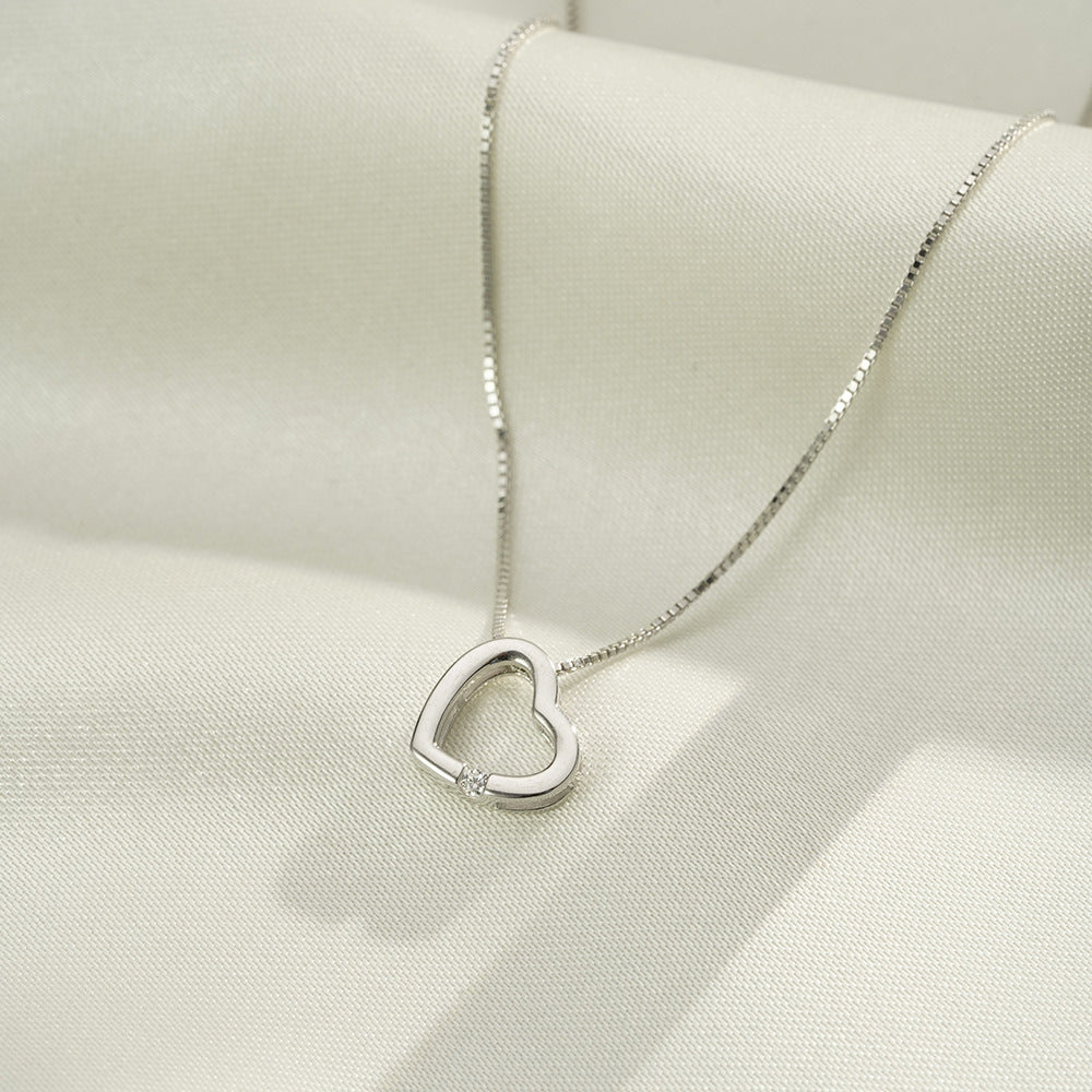 Korean Version of Simple Pendant Hollow Love Necklace S925 Silver