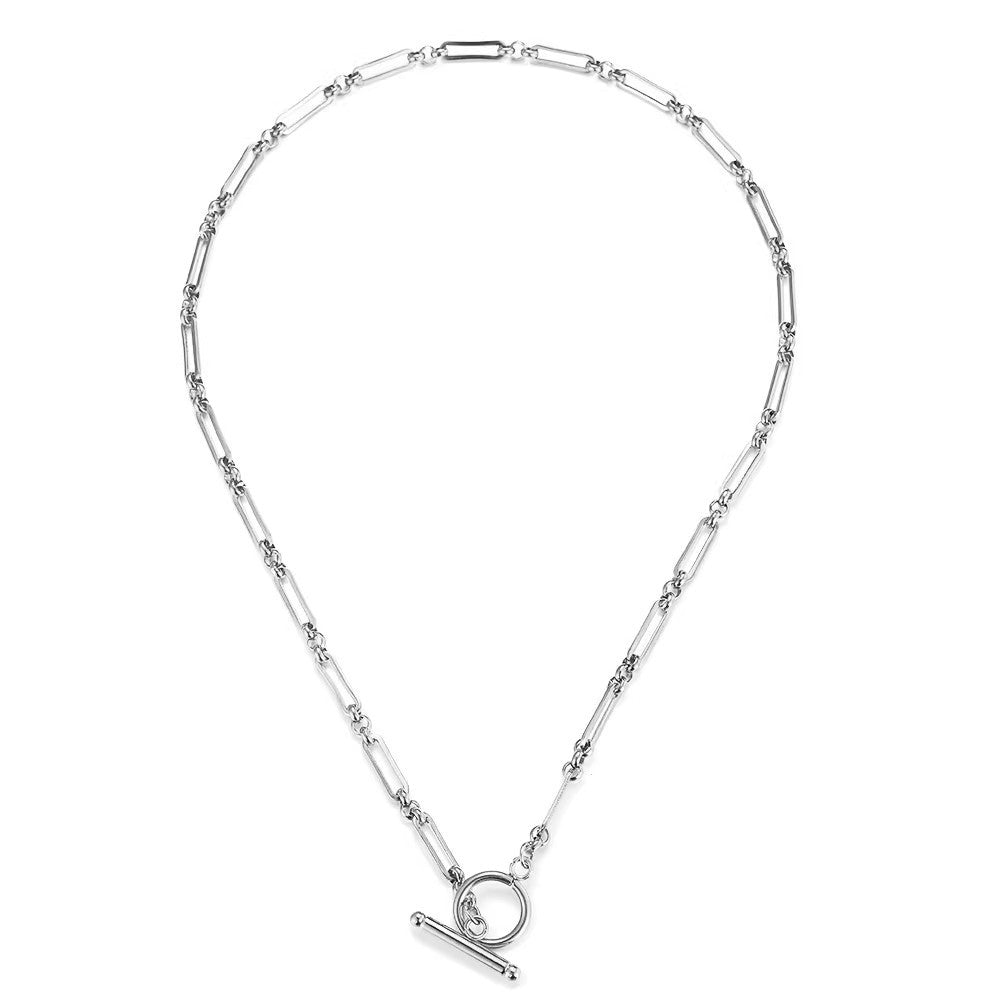 Planderful Jewelry Bamboo Chain Necklace OT Buckle Steel Hip Hop Necklace For Women