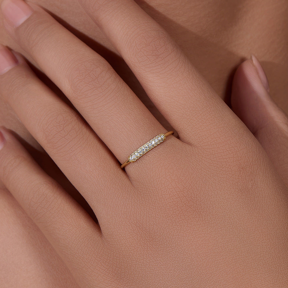 Korean Version Sterling Silver Micro-Inlaid Zircon Ring Index Finger Ring Tail Ring Jewelry