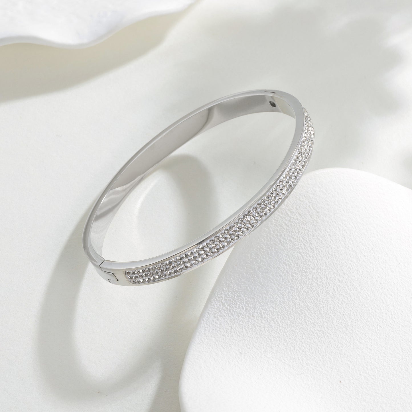 Planderful Titanium Steel Buckle Bracelet Zircon For Women