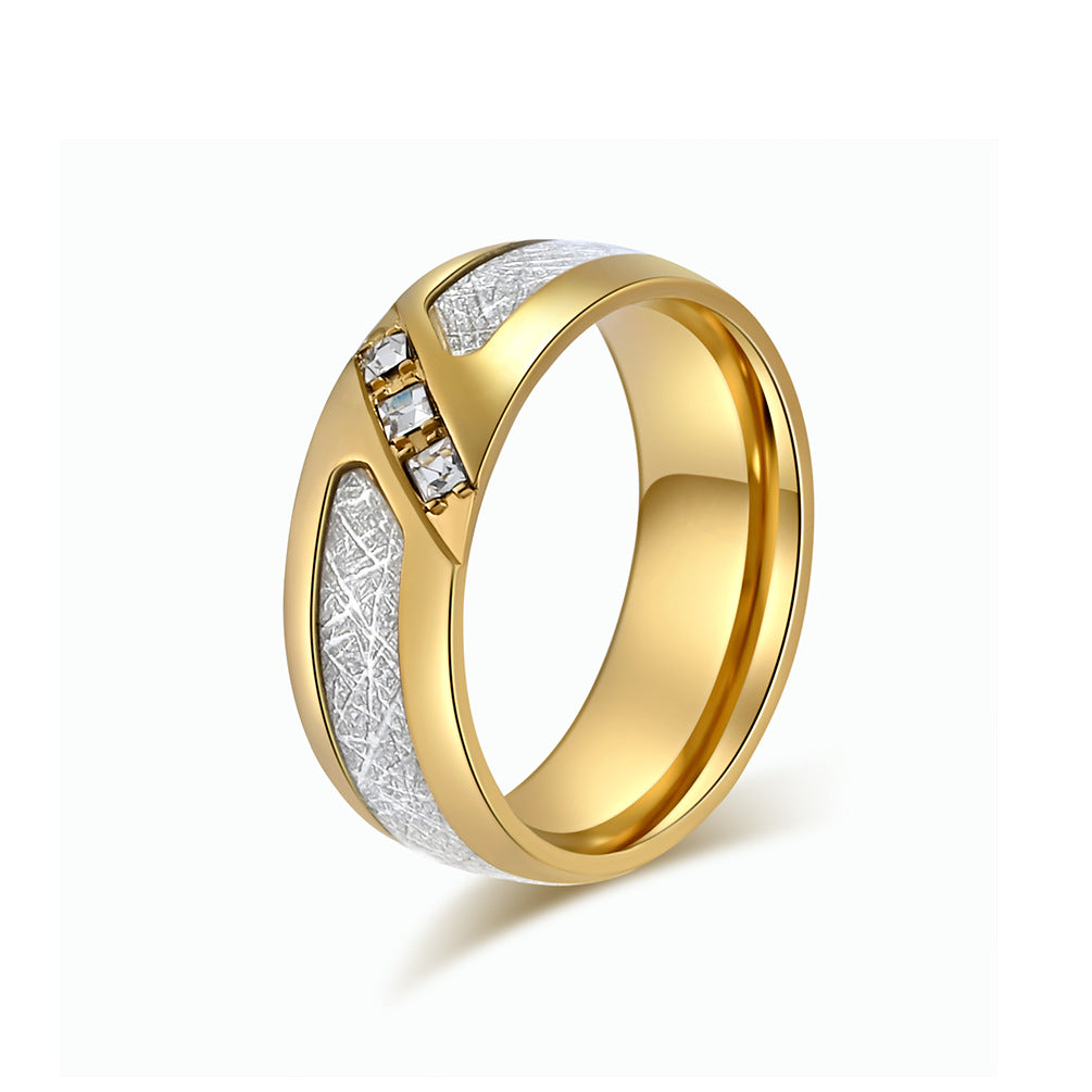 Cross-Border Jewelry Supply Square Zircon Titanium Steel Ring