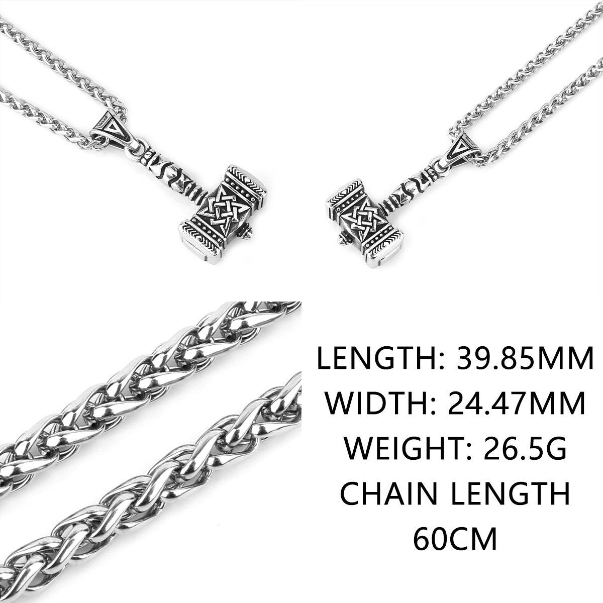 Planderful Stainless Steel Pendant Necklace Viking Retro Punk Style Durable For Unisex Gift