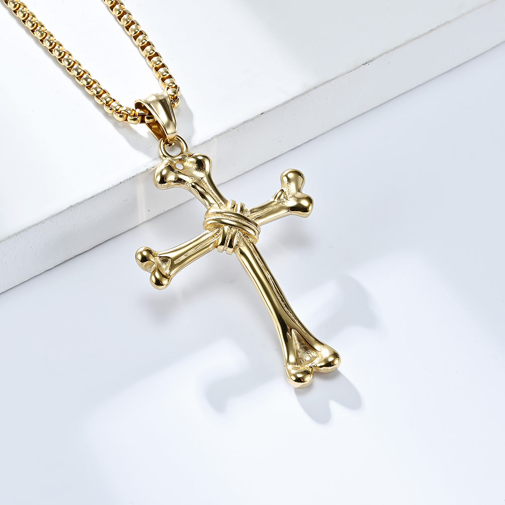 Amazon Titanium Steel Bone Cross Necklace for Men Wholesale