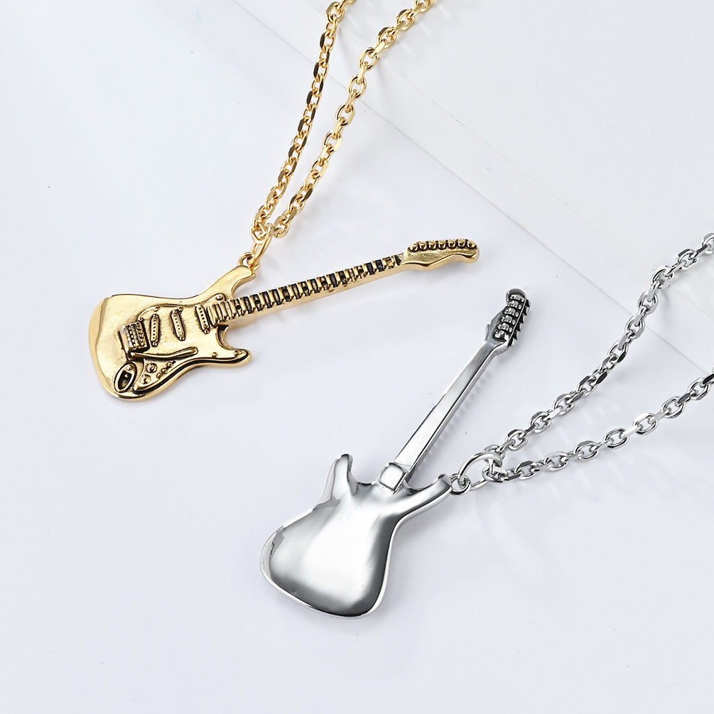 Personalized Guitar Titanium Steel Necklace for Men