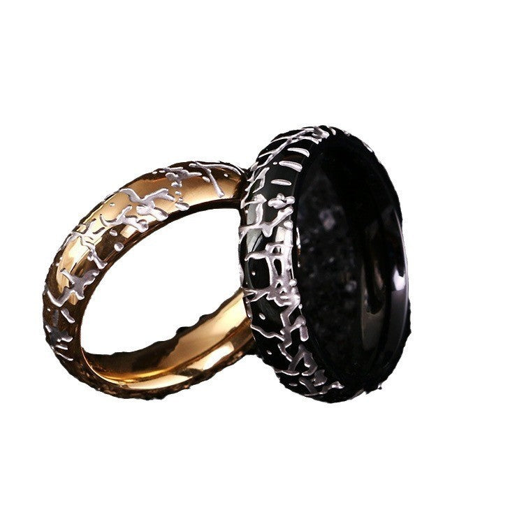 Cracked Texture Stainless Steel Ring for Men