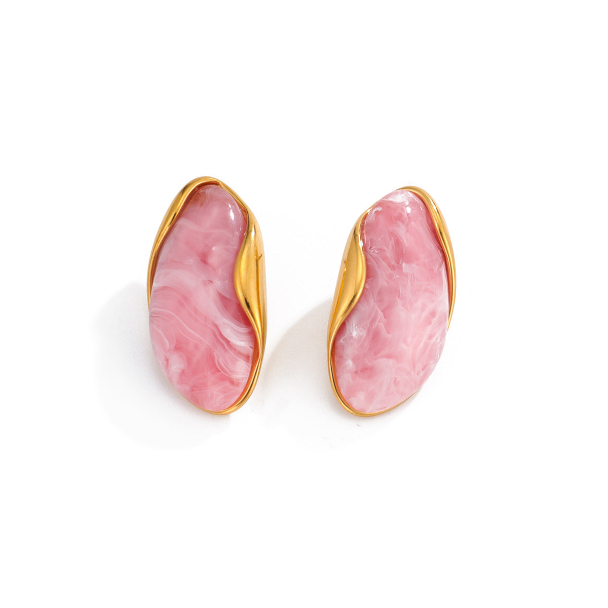 Planderful Stainless Steel Amber Smudged Stud Earrings Vienna Verve For Modern Women Resin Color Statement