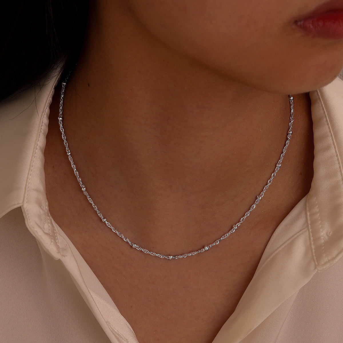 Stainless Steel Water Wave Bead Chain Necklace Bracelet Titanium Steel Collarbone Chain