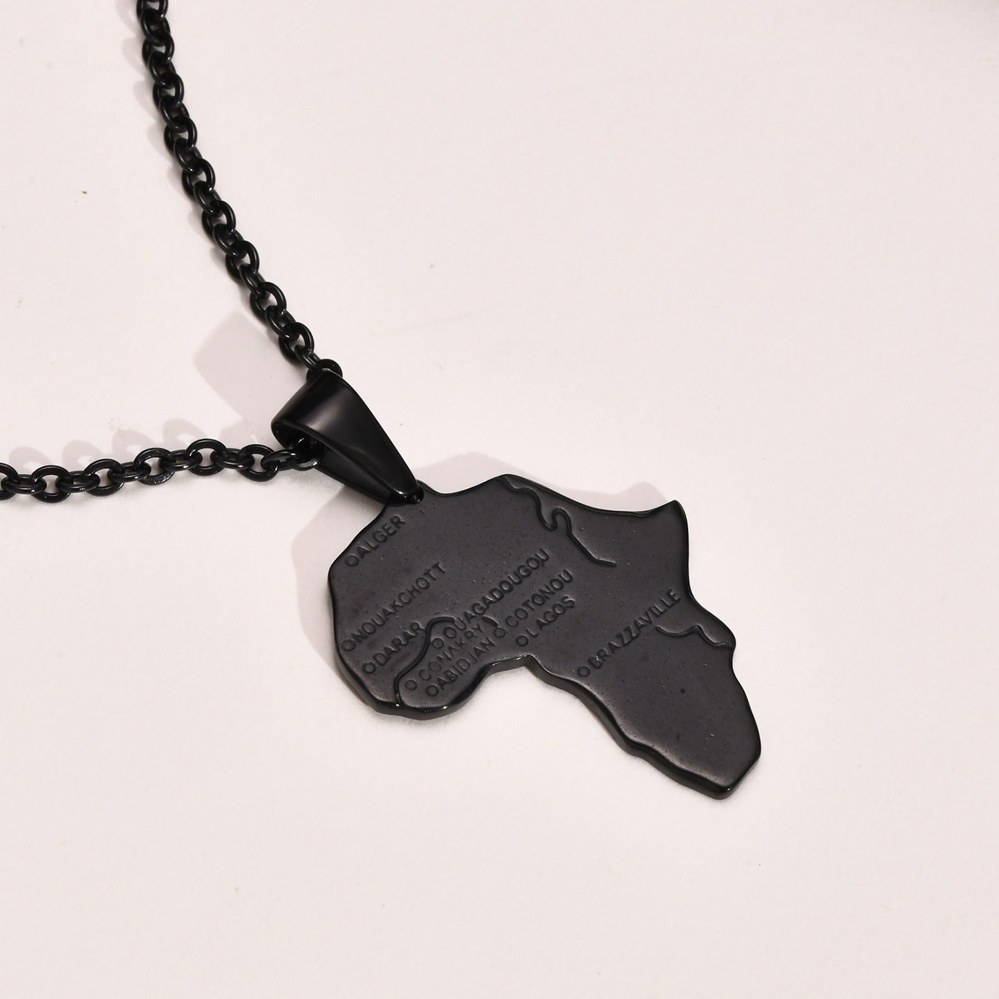 Stainless Steel Africa Map Pendant Necklace for Men