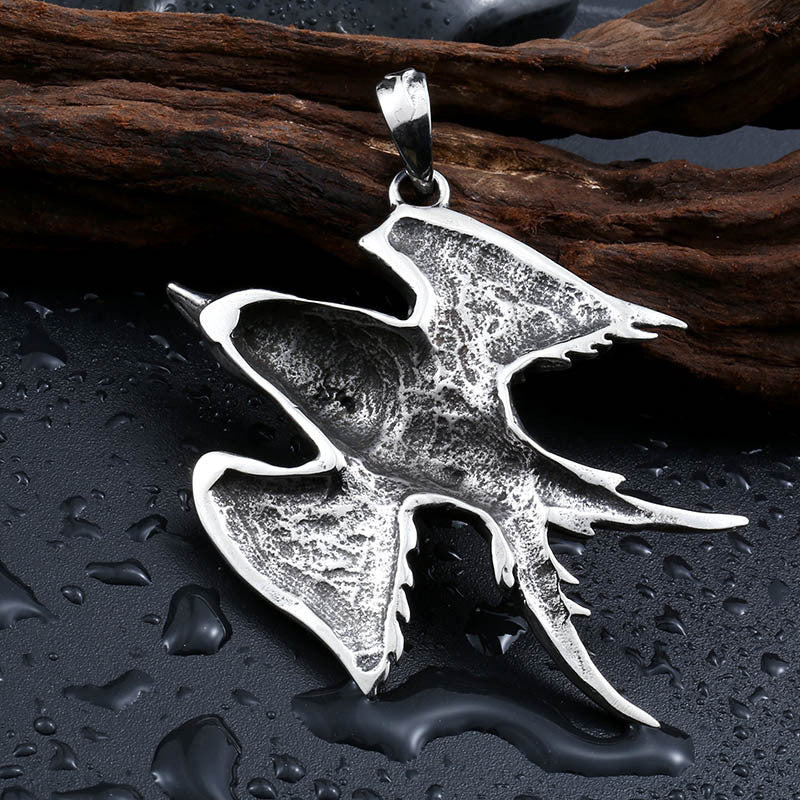 Stainless Steel Skull Swallow Pendant – Men's Titanium Steel Pendant Necklace