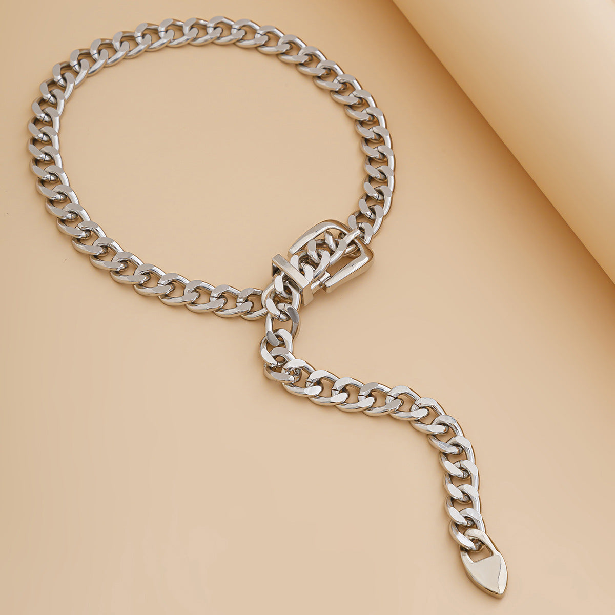 Punk Buckle Chain Statement Necklace