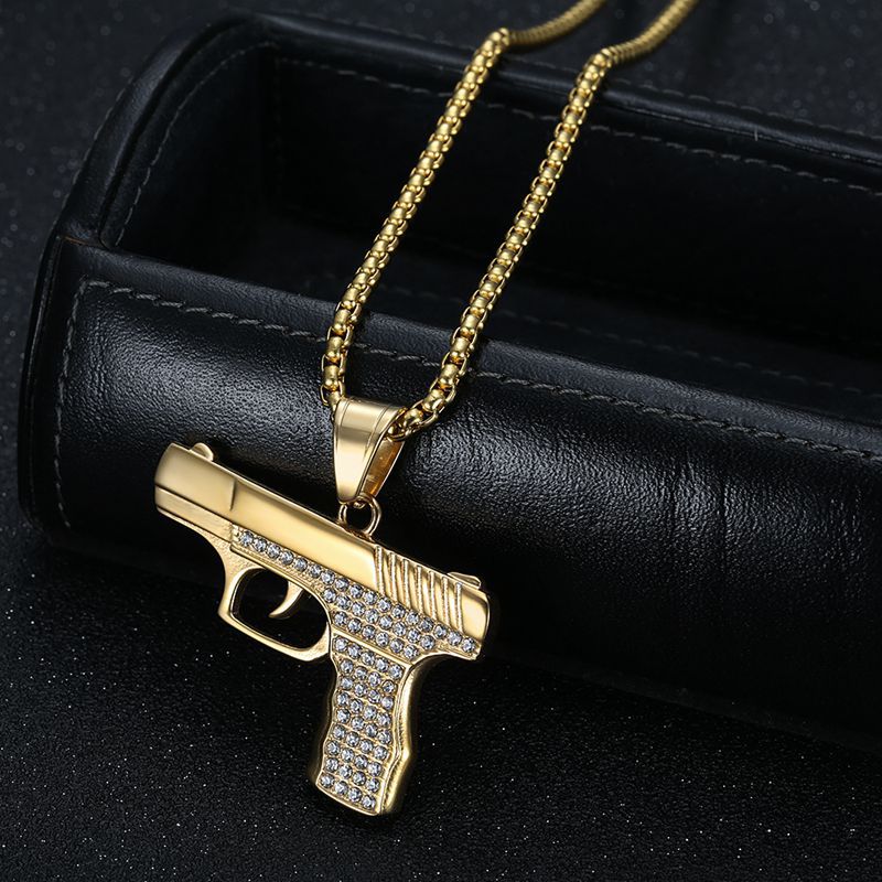 Steel Necklace - Statement Glock Pistol Pendant For Bold Urban Hip Hop Style And Everyday Streetwear