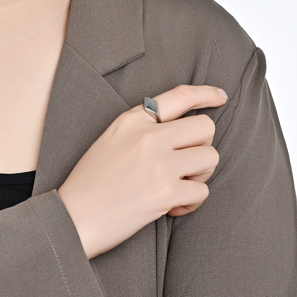 Planderful Rhombus Geometry Ring For Women And Unisex Minimalist Steel Jewelry With Modern Bold Design