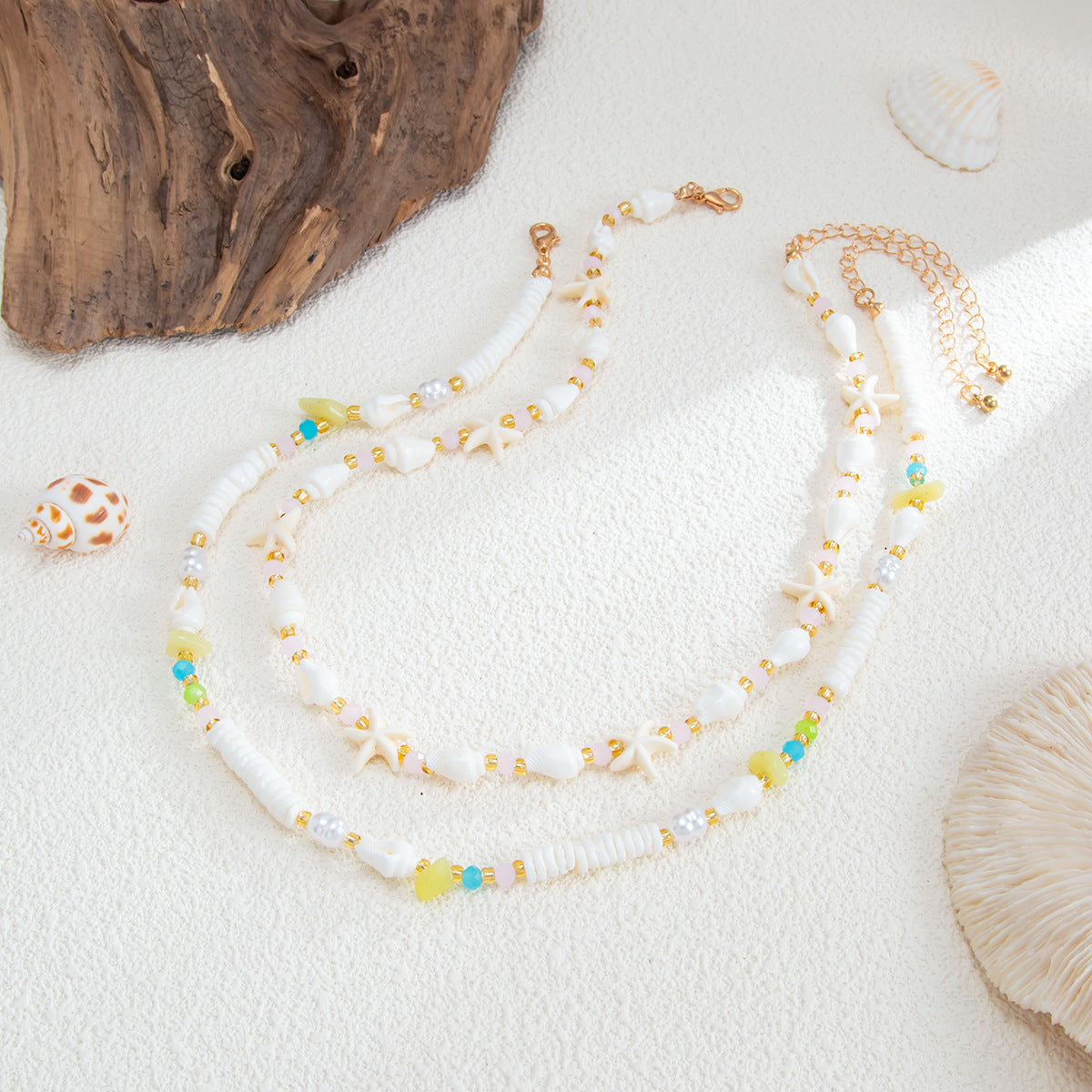 Shell & Pearl Starfish Collarbone Necklace