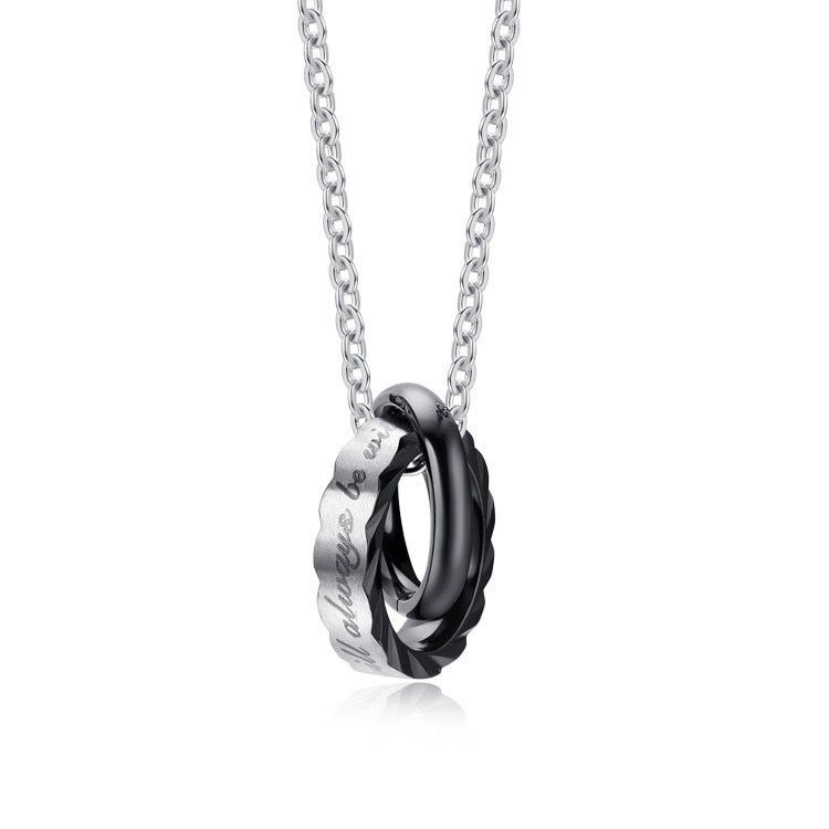 Planderful Interlocking Couple Pendant Necklace For Him And Her Unisex Steel Fashion Jewelry