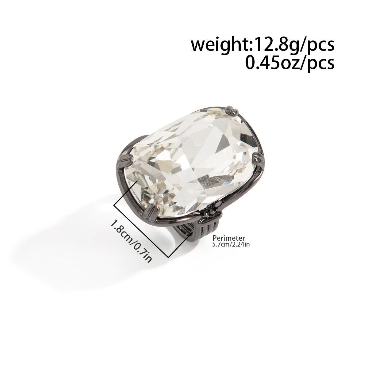 Planderful Square Zircon Ring With Exaggerated Four Leaf Inlay Bold Statement Jewelry For Fashion Forward Women
