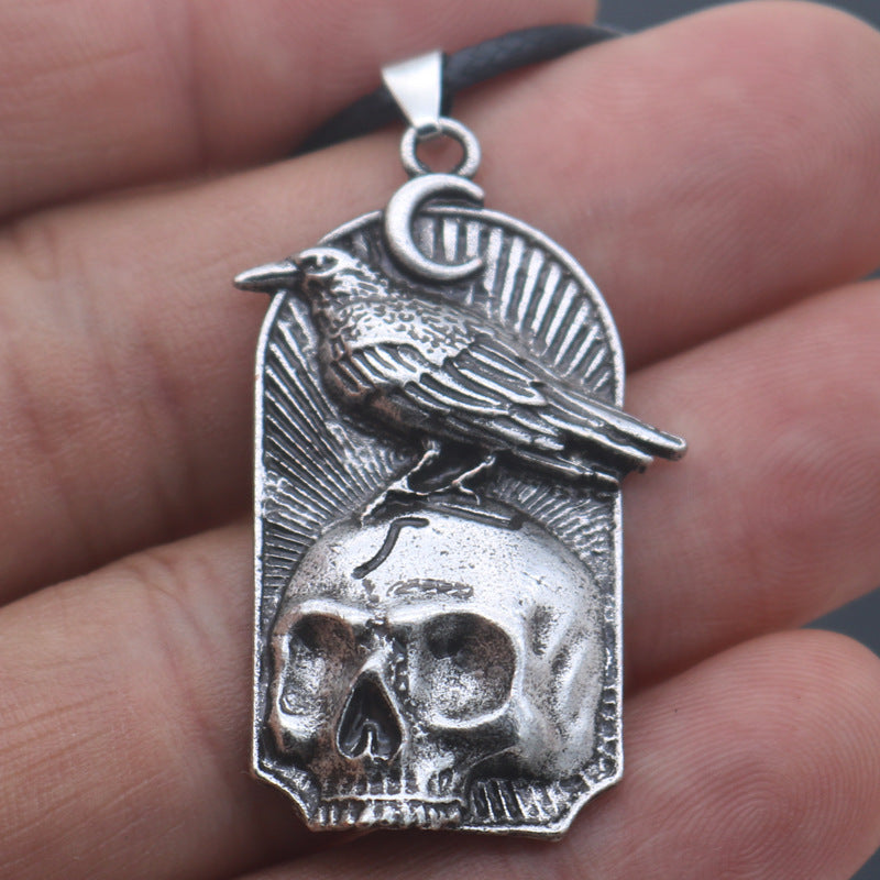 Planderful Celtic Skull Moon Necklace Punk Men Women