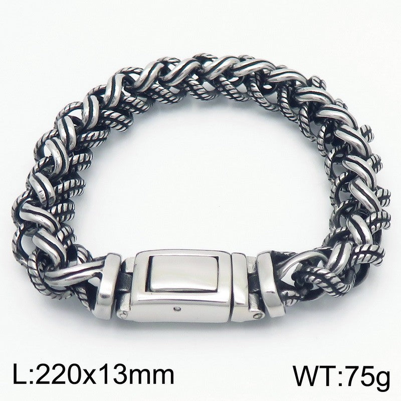 Planderful Mens Bracelet Retro Hipster Titanium Steel
