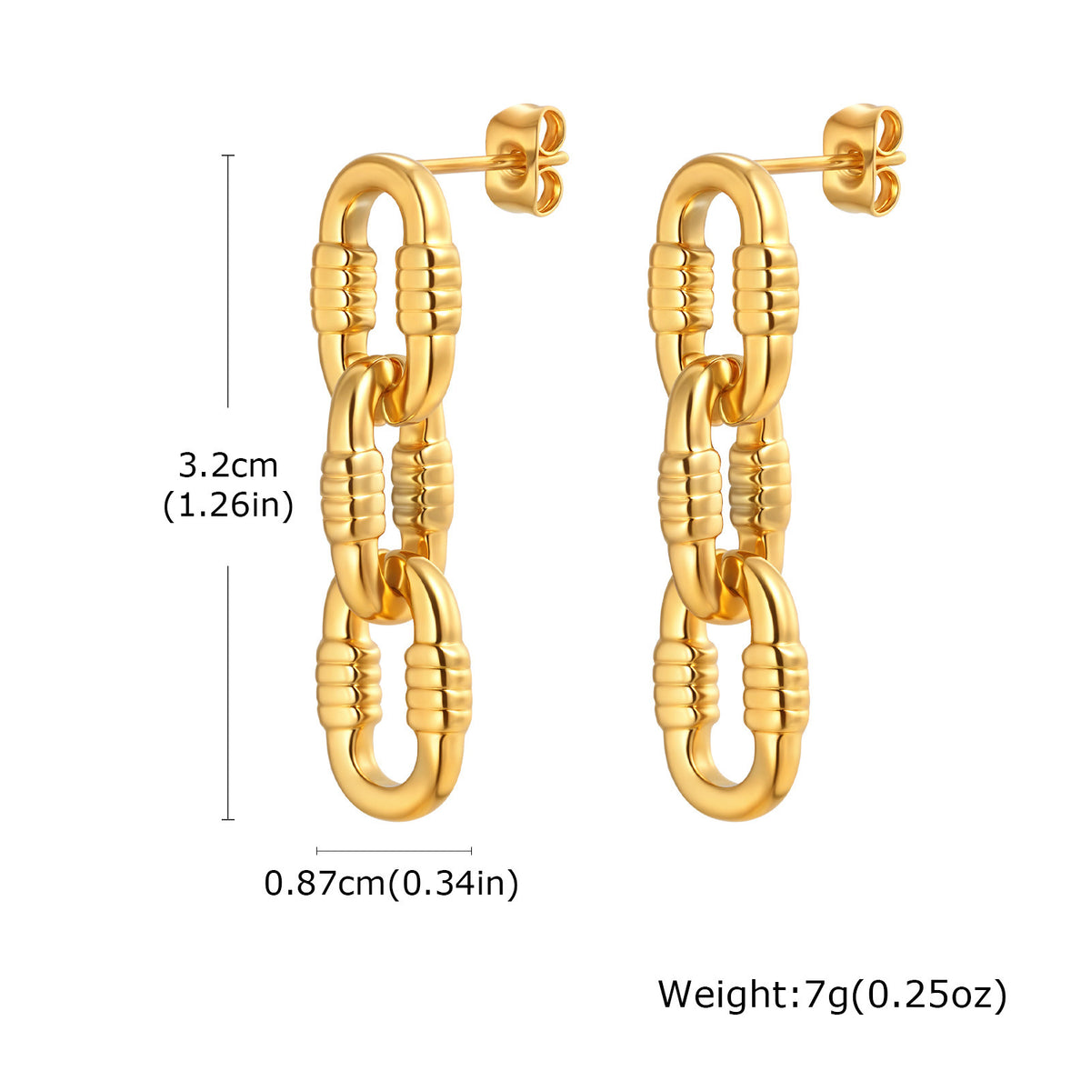 Contemporary Gold-Tone Stainless Steel Earrings