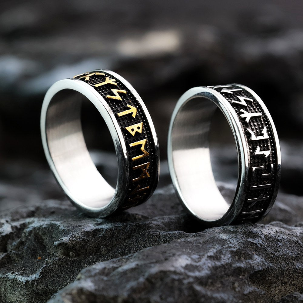 Creative New European and American Retro Viking Letter Men's Titanium Steel Ring