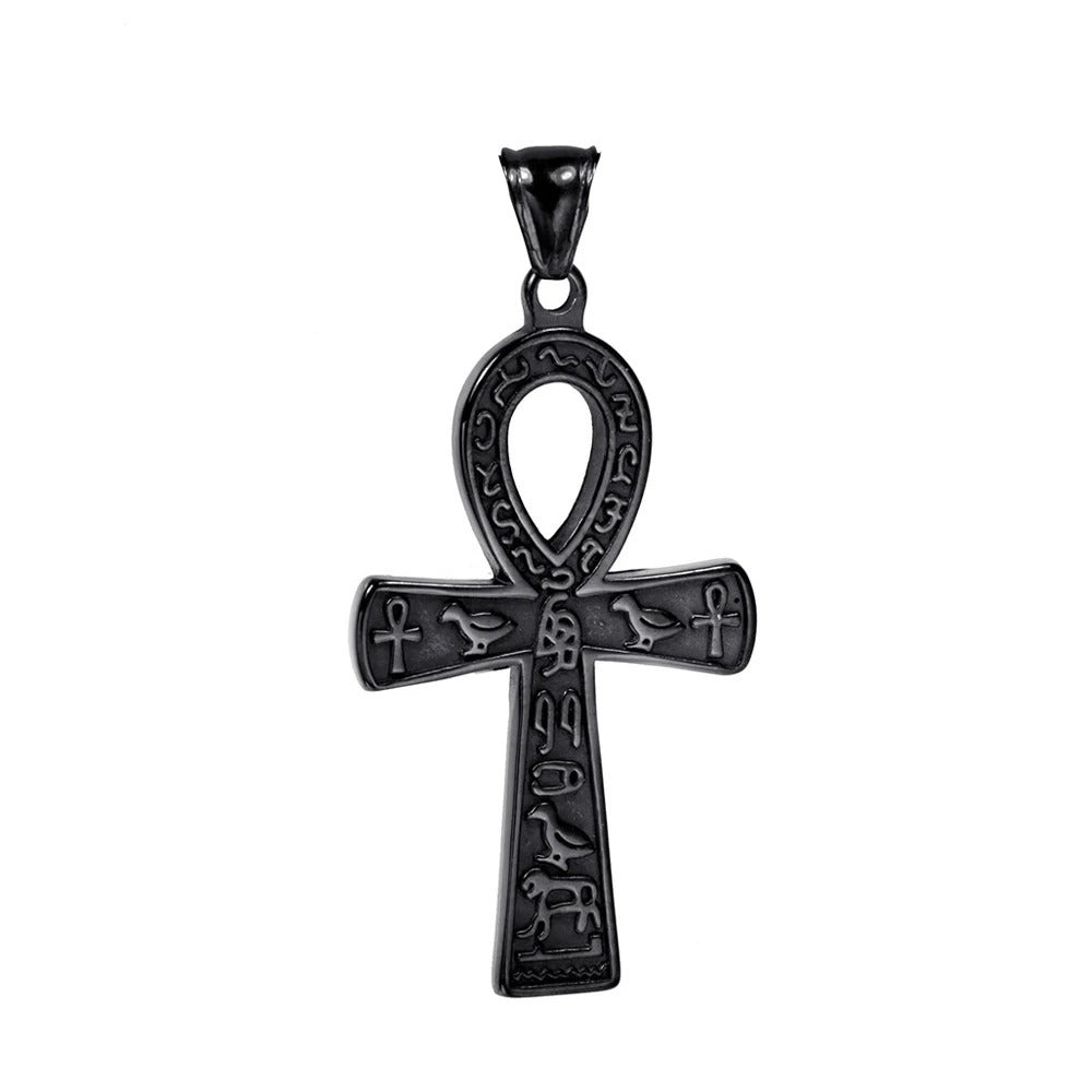 Punk Cross Egyptian Stainless Steel Men's Pendant Necklace