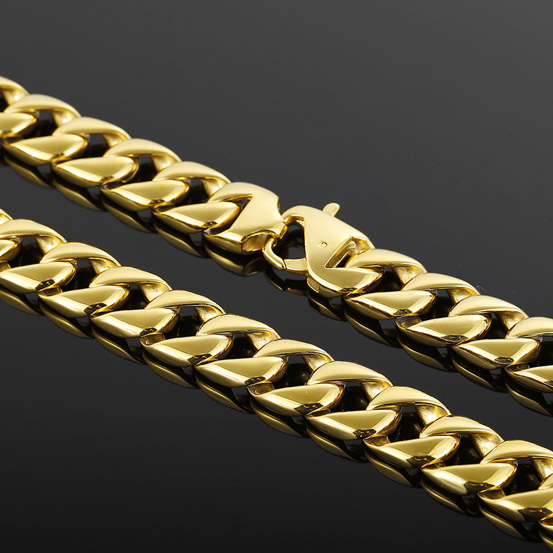 15mm Cuban Chain Popular Hip Hop Hip Hop Men's Necklace, Stainless Steel