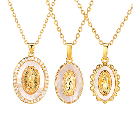 Jewelry Oval Shell Virgin Pendant Gold Necklace Women's Accessories