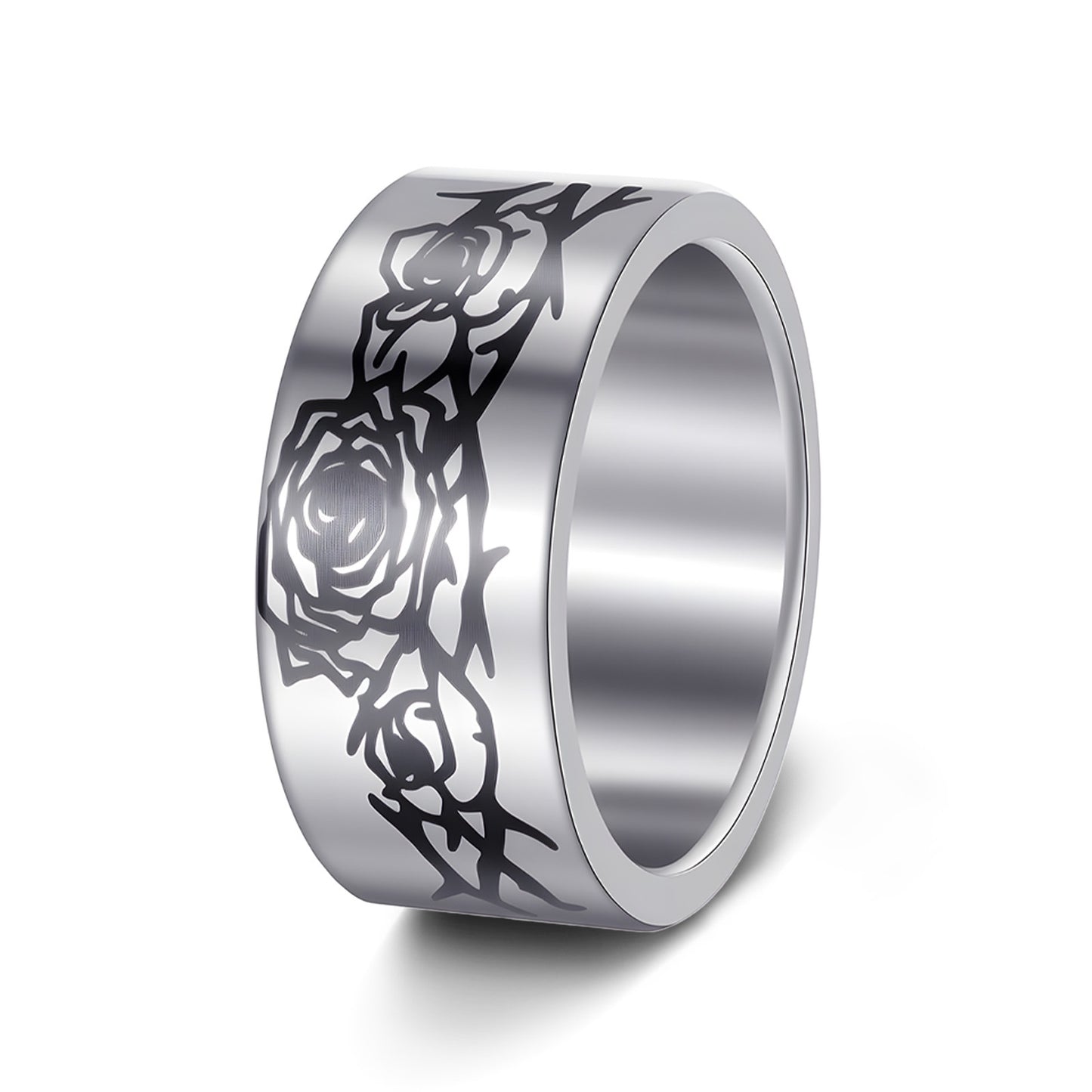 Stainless Steel Ring Planderful Everyday Genie Rose Halloween Pattern for Men Unisex 10mm Protection Statement
