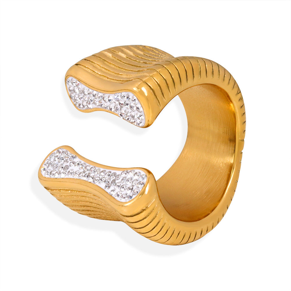 Gilded Zircon Charm Ring - Exquisite Jewelry for Women
