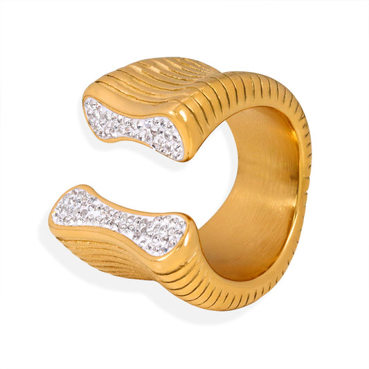 Gilded Zircon Charm Ring - Exquisite Jewelry for Women