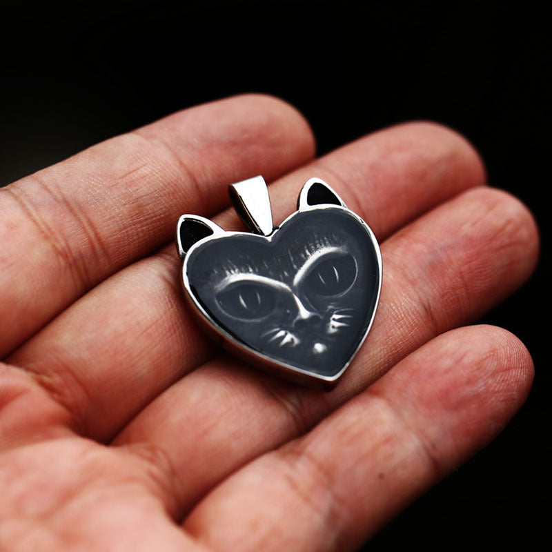 Personalized Titanium Steel Fox Pendant and Heart-Shaped Pendant for Men - Wholesale Fashion Jewelry