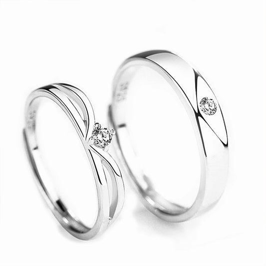 Planderful Sterling Silver Engagement Ring Set for Women Zircon Proposal Ring With Adjustable Fit Korean Style