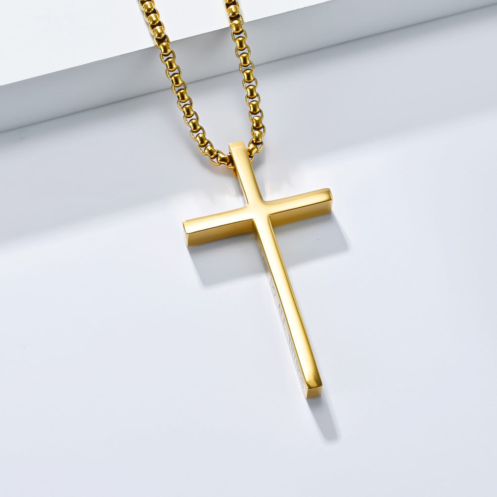 Steel Necklace - Minimalist Unisex Cross Pendant