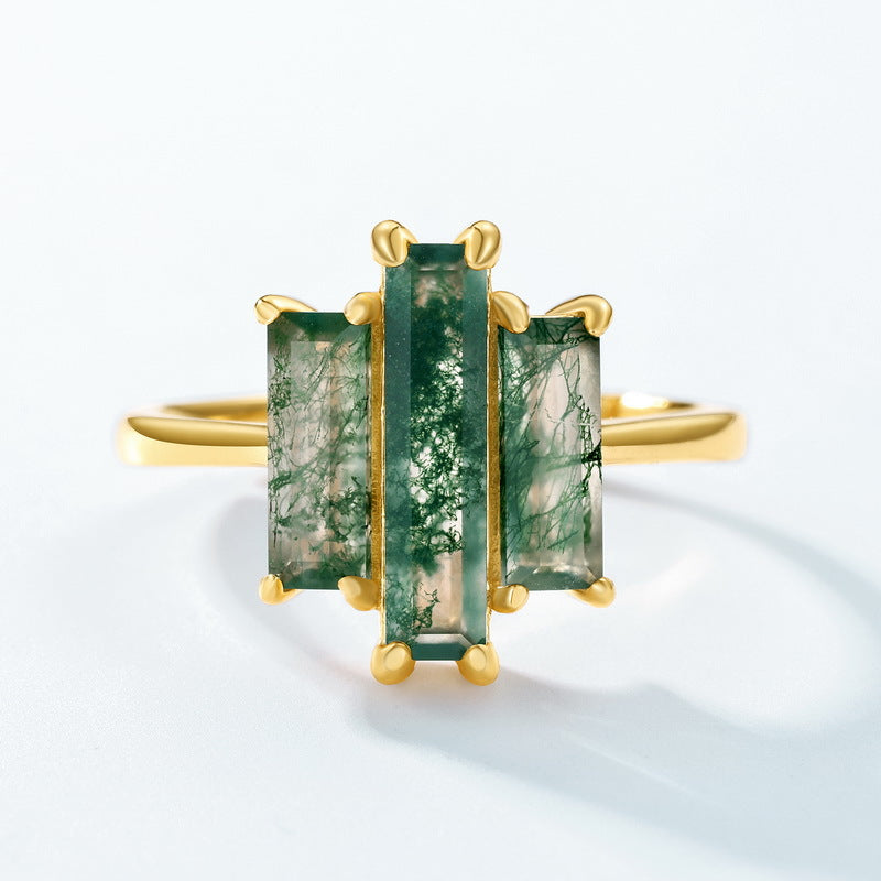 Planderful Everyday Genie – Exaggerated Green Mossy Stone Silver Ring