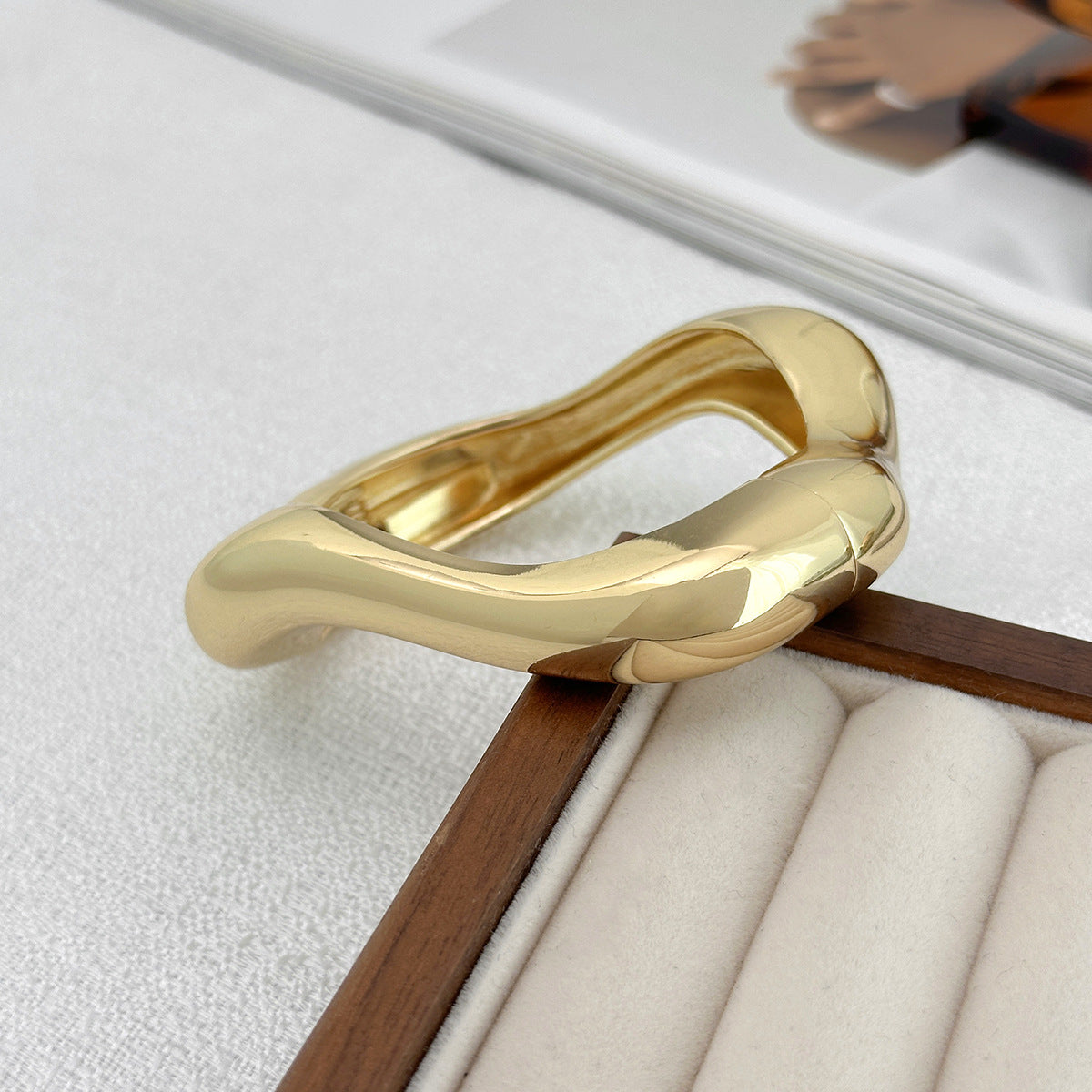Planderful Geometric Wide Bracelet Vienna Verve Statement Jewelry For Women Bold Water Pattern Design
