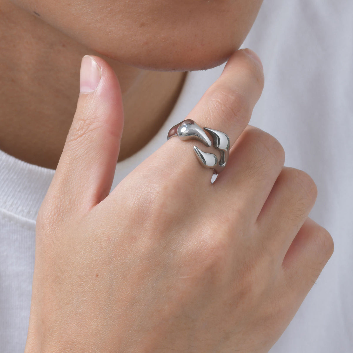Titanium Steel – Stainless Steel Irregular Geometric Ring – Men's