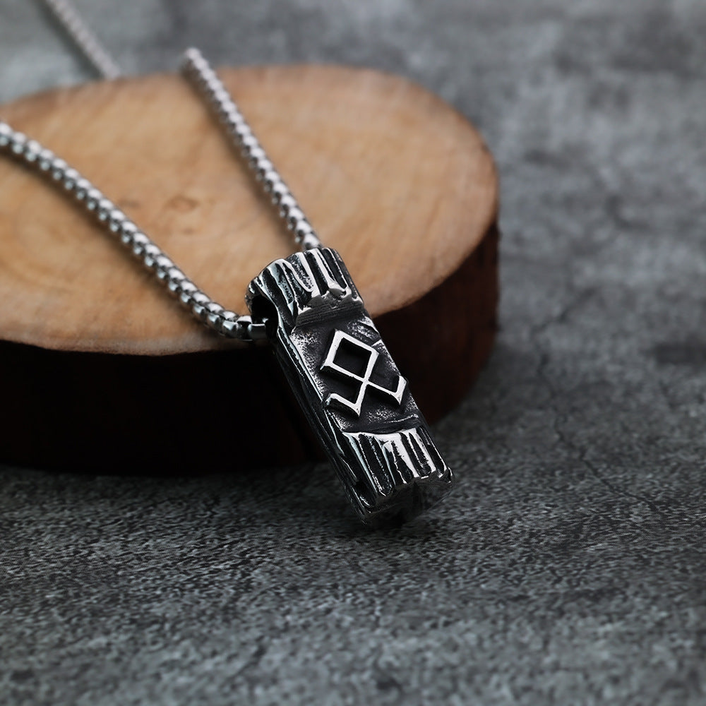 Planderful Viking Rune Pendant Necklace For Men Titanium Steel Retro Norse Jewelry