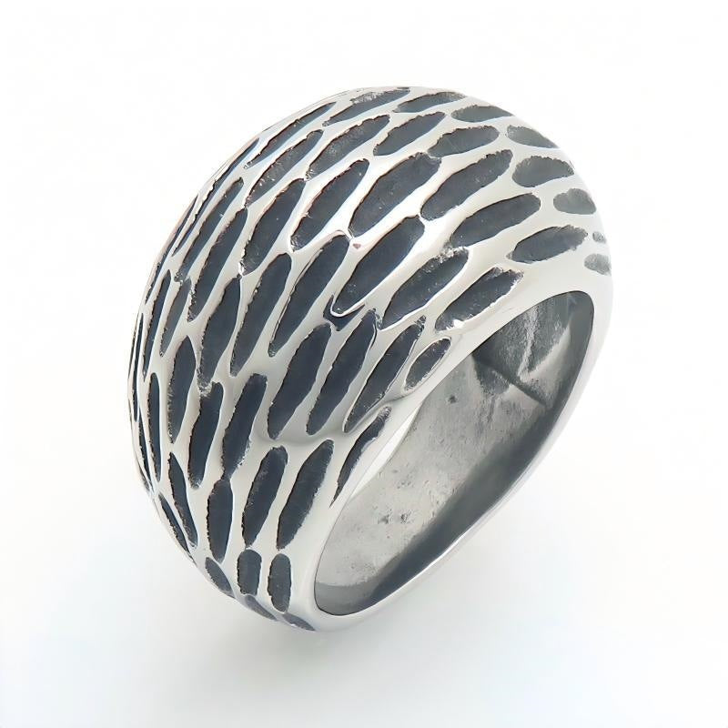 Creative Old 16mm Arc Hammer Titanium Steel Ring Punk Style Retro Spherical Stainless
