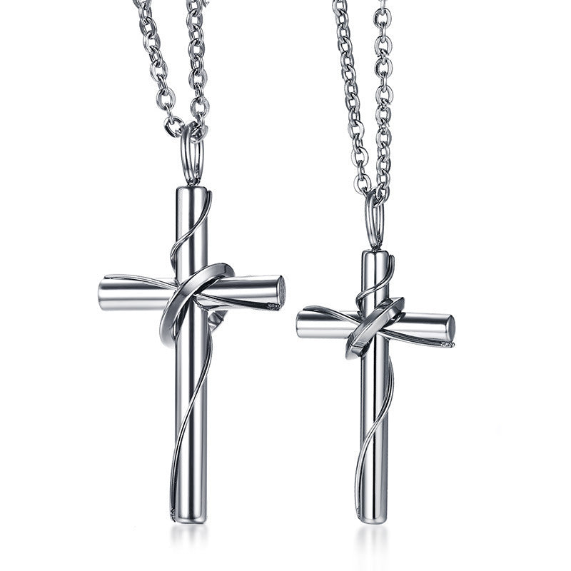 Stainless Steel Couple Cross Pendant – Men's – Women's Cross Necklace