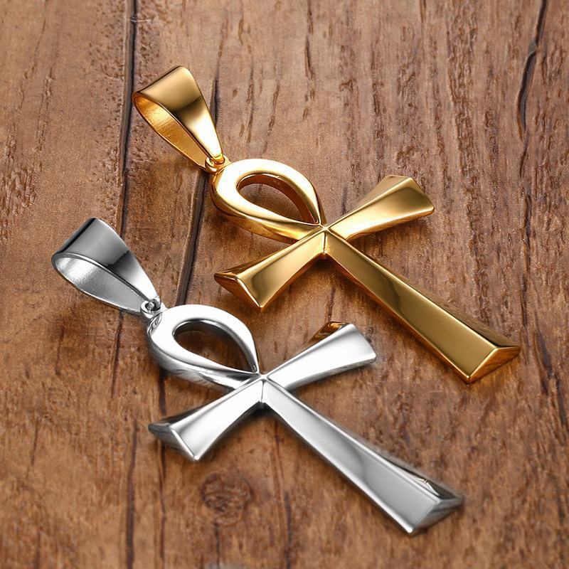 Jewelry Cross Pendant 64MM Stainless Steel Anka Gold for Men