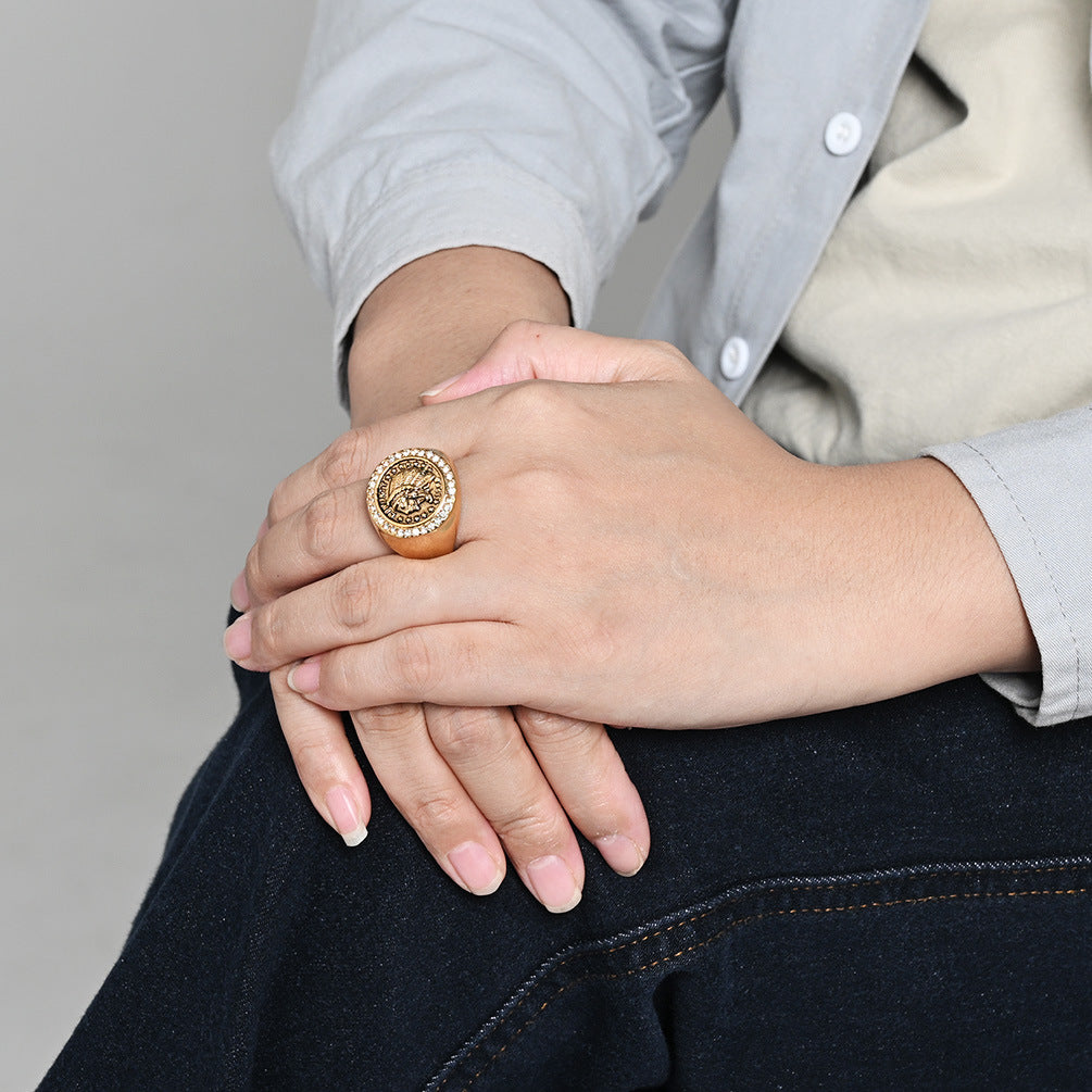 Planderful Personalized Zircon Inlaid Stainless Steel Ring For Men Modern Fashion Hand Jewelry