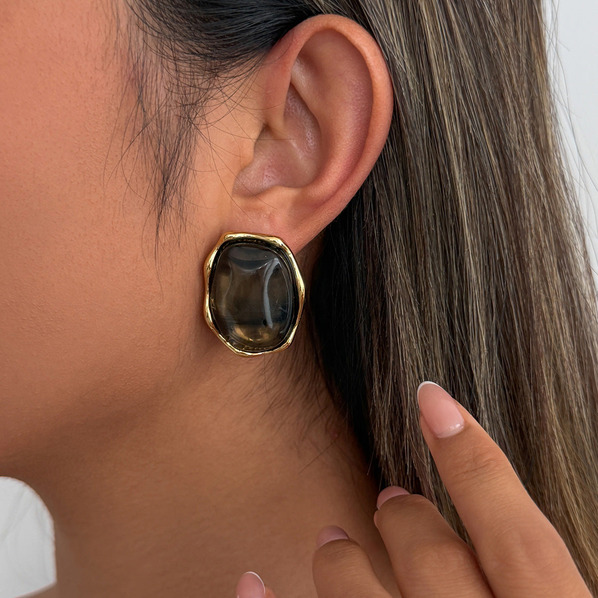 Planderful Vienna Verve Stainless Steel Irregular Concave Convex Stud Earrings For Women Geometric Statement Jewelry
