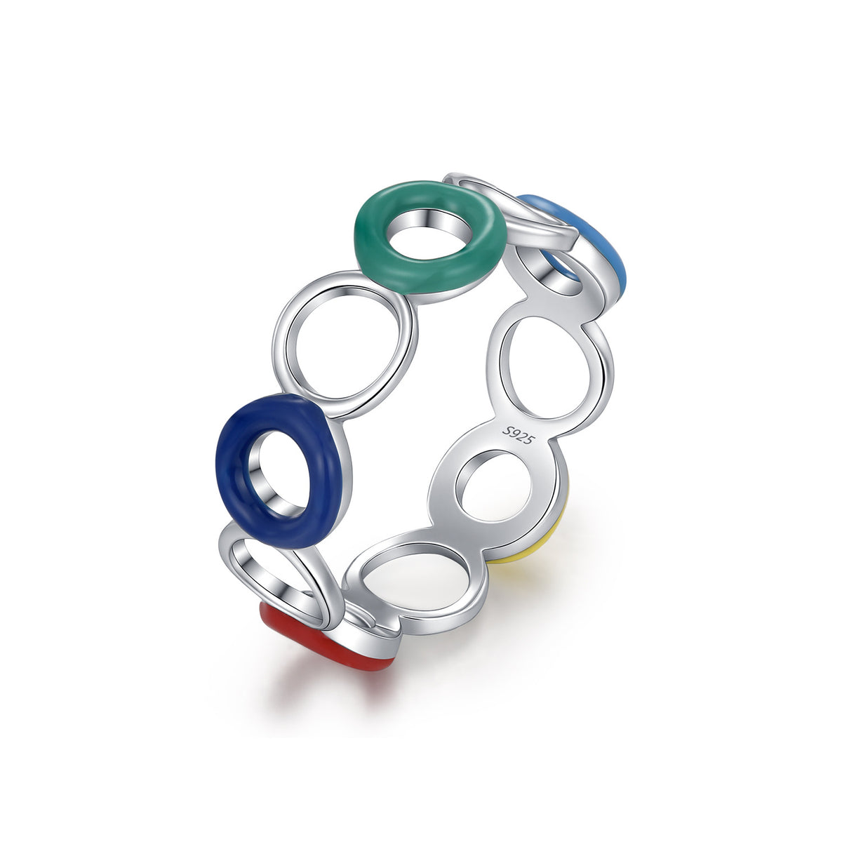 925 Sterling Silver Two-Tone Enamel Ring